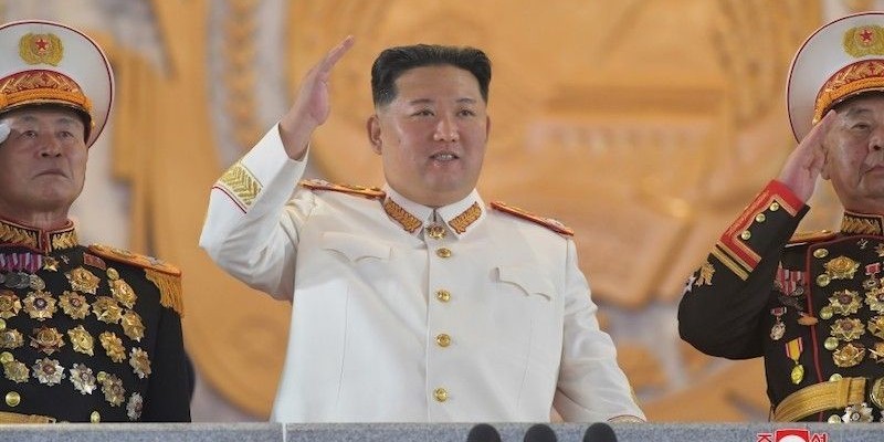  Respected Comrade Kim Jong Un Makes Speech at Military Parade Held in Celebration of 90th Founding Anniversary of KPRA